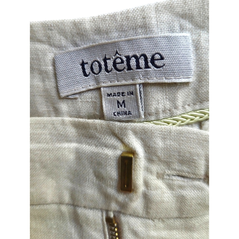 Totême Mayfair Linen Trousers Ivory Cream Straight Leg Pants Women's M - Picture 5 of 11